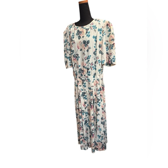 80’S VINTAGE E.D. MICHAELS Floral Women’s Dress Size 13/14 Pockets Modest Farm - Picture 3 of 15
